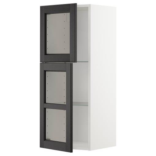METOD, wall cabinet with shelves/2 glass doors, 40x100 cm, 794.562.14