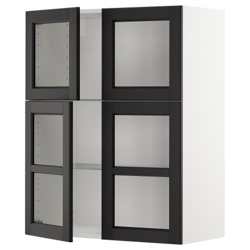 METOD, ντουλάπι τοίχου με ράφια/4 γυάλινες πόρτες, 80x100 cm, 794.618.47