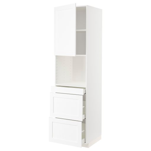METOD, high cabinet for microwave combi with door/3 drawers, 60x60x220 cm, 794.733.60