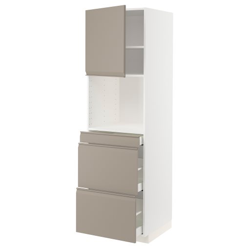 METOD, high cabinet for microwave combi with door/3 drawers, 60x60x200 cm, 794.925.99