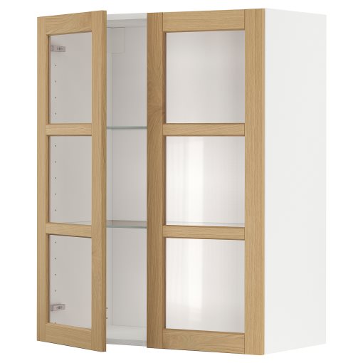 METOD, wall cabinet with shelves/2 glass doors, 80x100 cm, 795.093.59