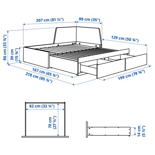 FLEKKE, day-bed with 2 drawers/2 mattresses, 80x200 cm, 795.214.55