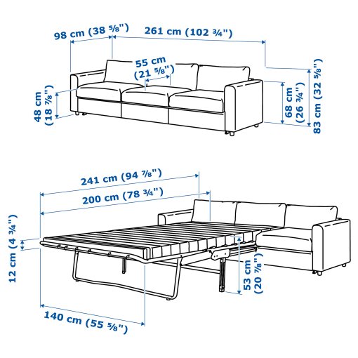 VIMLE, 3-seat sofa-bed, 795.452.77