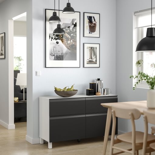 BESTÅ, storage combination with doors/drawers soft-closing, 120x42x74 cm, 795.693.34