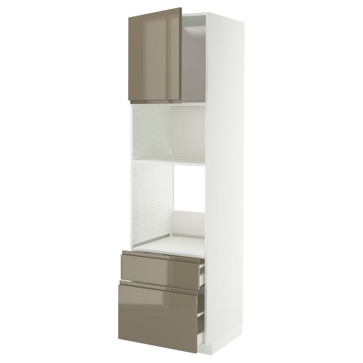 METOD, high cabinet for oven/microwave with door/2 drawers, 60x60x220 cm, 795.764.43