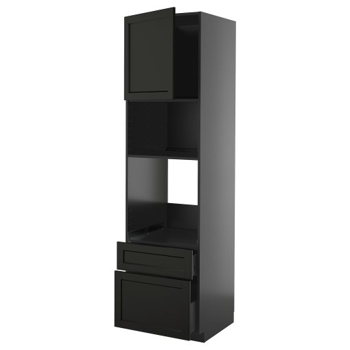 METOD/KNIVSHULT, high cabinet for oven/microwave with door/2 drawers, 60x60x220 cm, 795.893.27