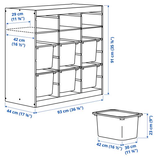 TROFAST, storage combination room divider with shelves and boxes, 93x44x91 cm, 796.125.68