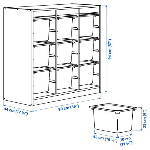 TROFAST, storage combination room divider with boxes, 99x44x94 cm, 796.131.05
