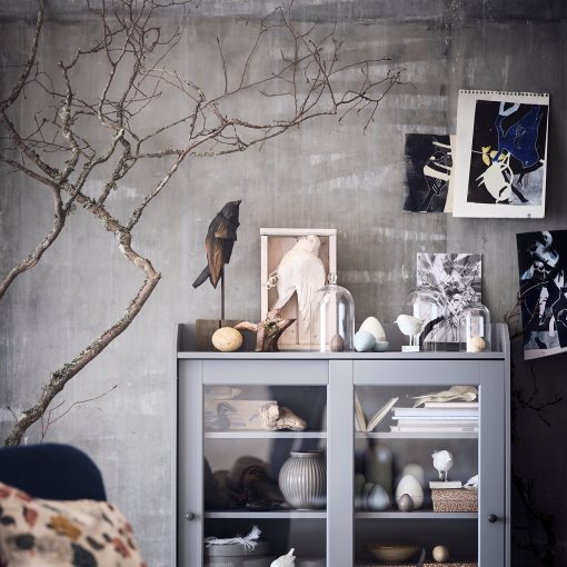 HAUGA, glass-door cabinet, 105x116 cm, 804.150.48