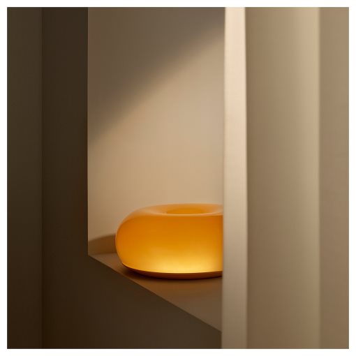 VARMBLIXT, table/wall lamp with built-in LED light source/glass/round, 804.991.99