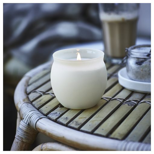 JÄMLIK, scented candle in glass/Vanilla, 50 hr, 805.021.54