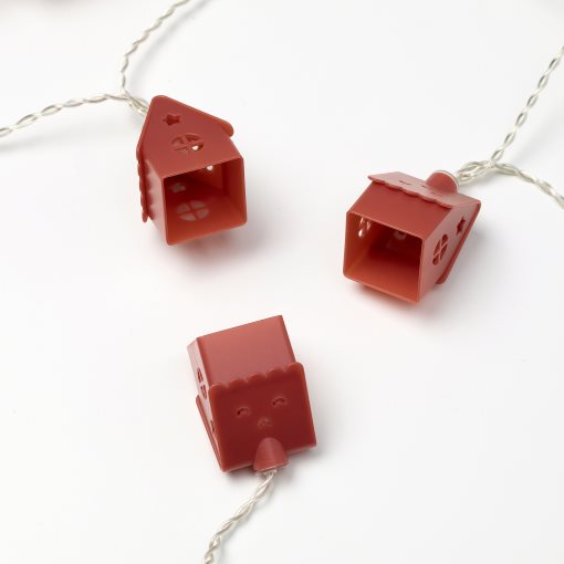 STRÅLA, lighting chain with built-in LED light source/12 lights/house/battery-operated, 805.626.85