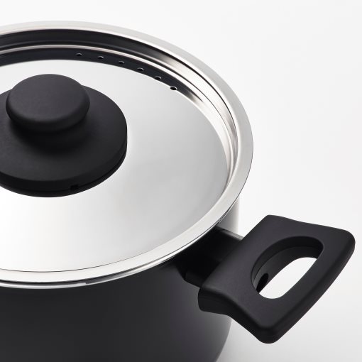 HEMLAGAD, pot with lid non-stick coating, 3 l, 805.809.05