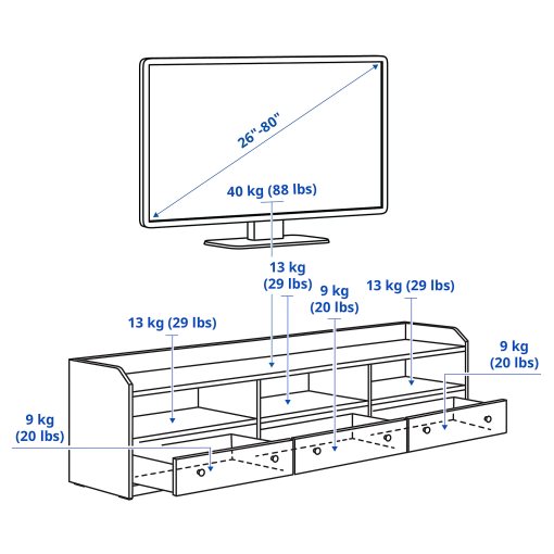 HAUGA, TV bench, 206x46x54 cm, 805.933.85