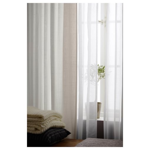 RITVA, curtains with tie-backs and heading tape/1 pair, 145x280 cm, 806.336.78