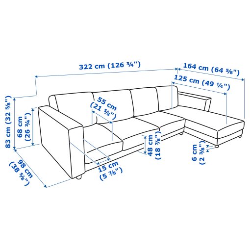 VIMLE, 4-seat sofa with chaise longue, 893.995.10