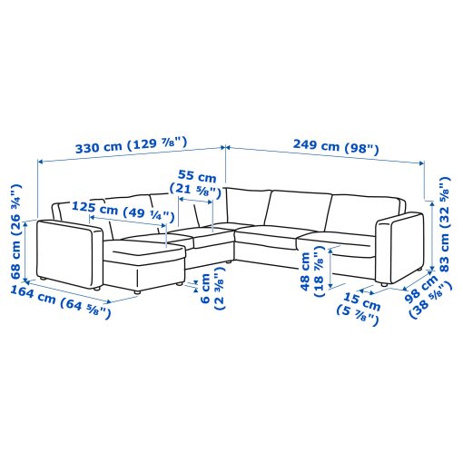 VIMLE, corner sofa, 5-seat with chaise longue, 893.996.90
