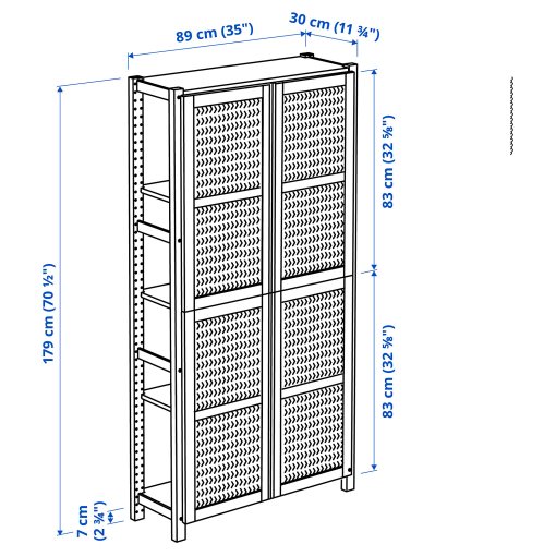IVAR, shelving unit with doors, 89x30x179 cm, 894.034.61