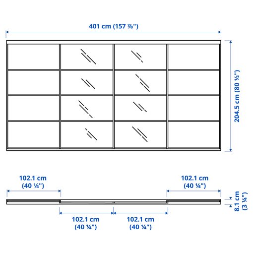 SKYTTA/MEH/AULI, σύνθεση με συρόμενη πόρτα, 401x205 cm, 894.227.42