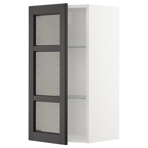 METOD, wall cabinet with shelves/glass door, 40x80 cm, 894.542.95