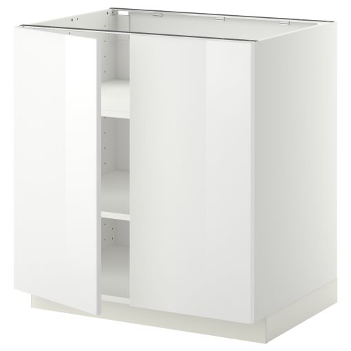 METOD, base cabinet with shelves/2 doors, 80x60 cm, 894.587.50