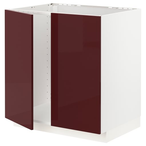 METOD, base cabinet for sink/2 doors, 80x60 cm, 894.597.83