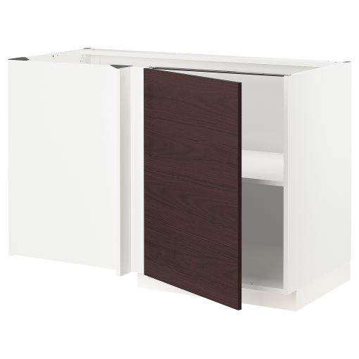METOD, corner base cabinet with shelf, 128x68 cm, 894.641.57