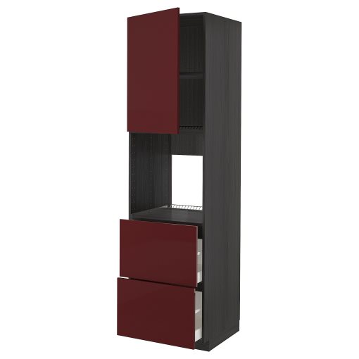 METOD/MAXIMERA, high cabinet for oven with door/2 fronts/2 high drawers, 60x60x220 cm, 894.658.35