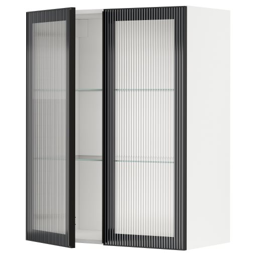 METOD, wall cabinet with shelves/2 glass doors, 80x100 cm, 894.906.65