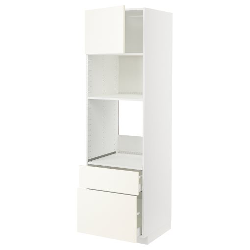 METOD, high cabinet for oven/microwave with door/2 drawers, 60x60x200 cm, 895.070.53