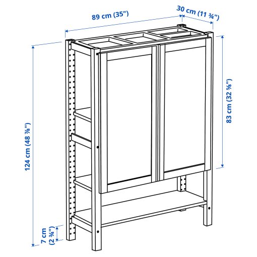 IVAR, shelving unit with doors, 89x30x124 cm, 895.078.83