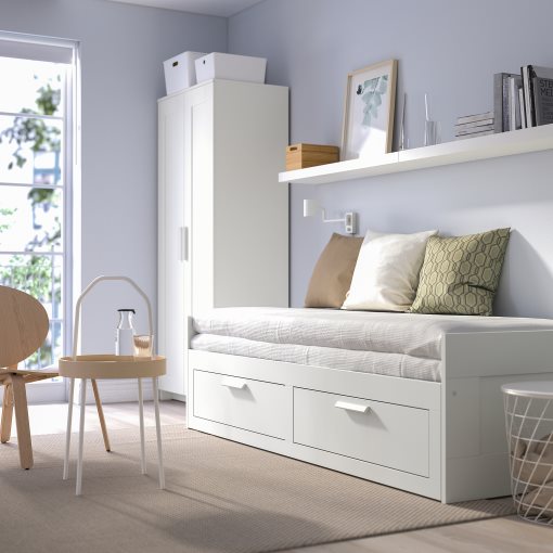 BRIMNES, κρεβάτι επισκέπτη day bed 2 συρτάρια/2 στρώματα, 80x200 cm, 895.211.53