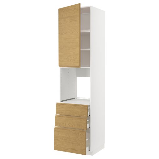 METOD, high cabinet for oven with door/3 drawers, 60x60x240 cm, 895.389.31