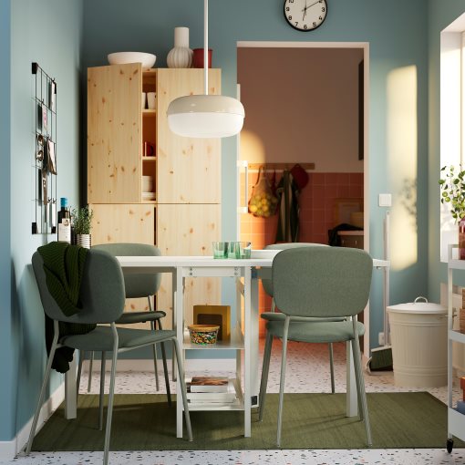 VIHALS, gateleg table and 4 chairs, 39/95/151x90 cm, 895.899.49