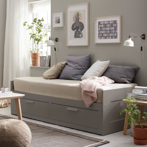 BRIMNES, κρεβάτι επισκέπτη day bed 2 συρτάρια/2 στρώματα, 80x200 cm, 895.900.14