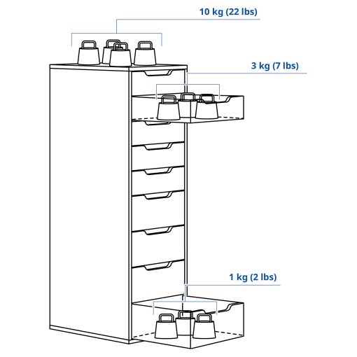 ALEX, drawer unit with 9 drawers, 36x116 cm, 904.861.39