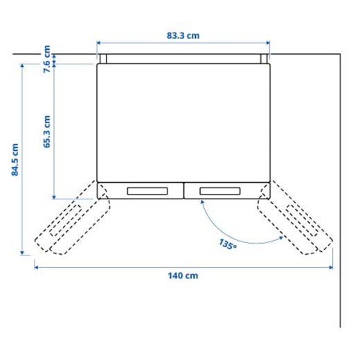 RIBBENÅS, french door fridge/freezer/IKEA 700 freestanding/347/169 l, 905.807.59