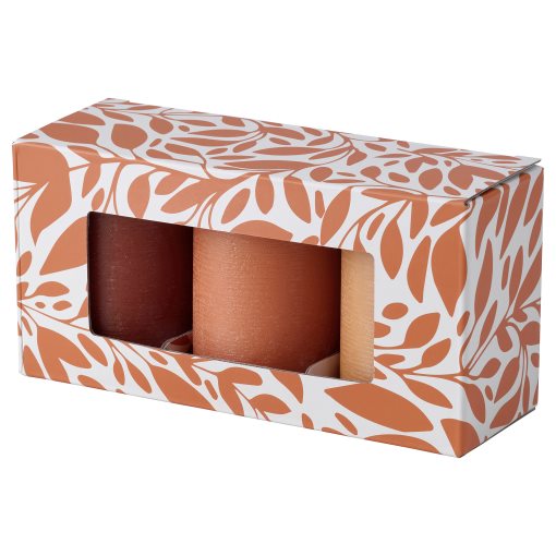 HOSTAGILLE, unscented pillar candle/3 pack, 10 cm, 905.975.66