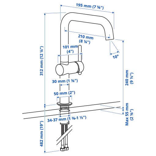 MÖRKASJÖN, kitchen mixer tap single side lever, 906.009.03