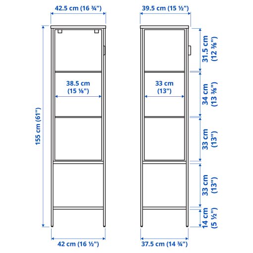 RUDSTA, glass-door cabinet, 42x37x155 cm, 906.014.17