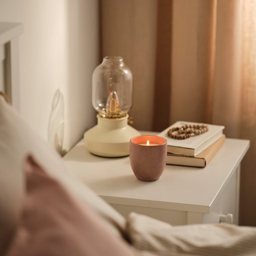 PÄRLHÖNA, scented candle in ceramic jar/Rose & carnation, 40 hr, 906.115.86