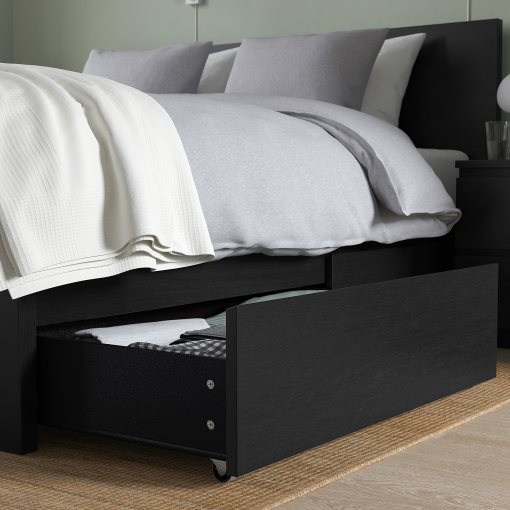 MALM, bed frame/high with 4 storage boxes, 140X200 cm, 990.199.15