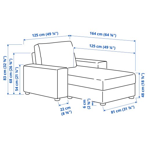 VIMLE, chaise longue with wide armrests, 994.091.51