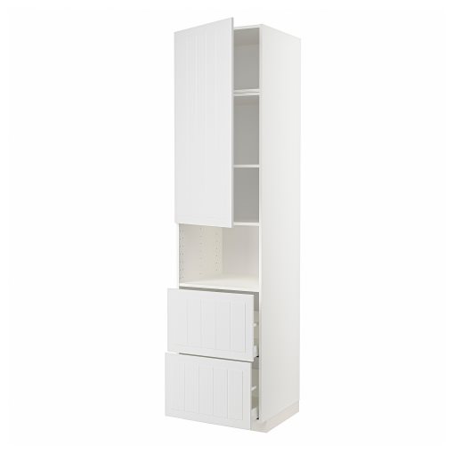 METOD, high cabinet for microwave with door/2 drawers, 60x60x240 cm, 994.610.40