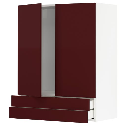 METOD, ντουλάπι τοίχου με 2 πόρτες/2 συρτάρια, 80x100 cm, 994.646.04