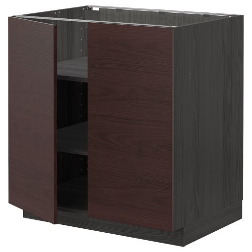 METOD, base cabinet with shelves/2 doors, 80x60 cm, 994.648.78