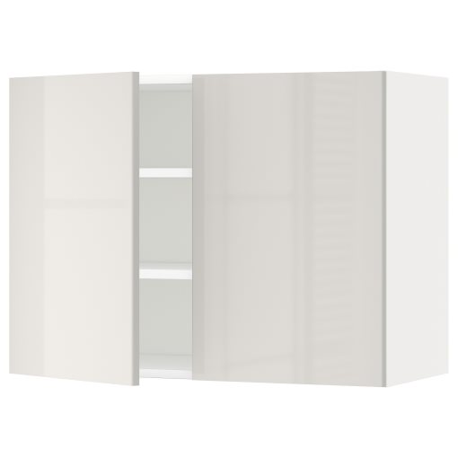 METOD, wall cabinet with shelves/2 doors, 80x60 cm, 994.668.44
