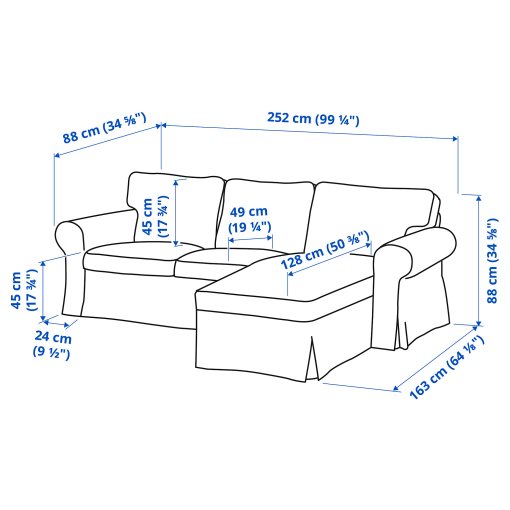 EKTORP, 3-seat sofa with chaise longue, 995.090.37
