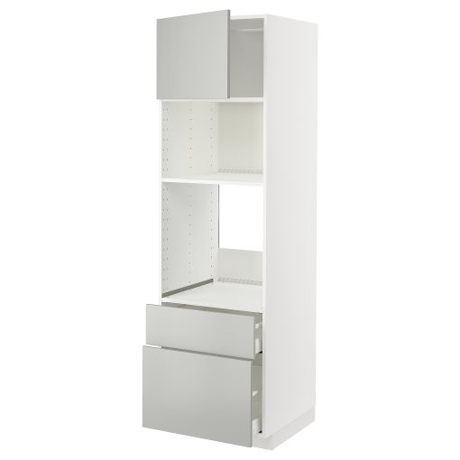 METOD, high cabinet for oven/microwave with door/2 drawers, 60x60x200 cm, 995.389.59