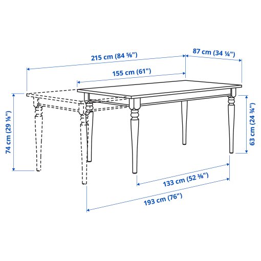 INGATORP/SKOGSTA, table and 4 chairs, 155/215 cm, 995.451.96